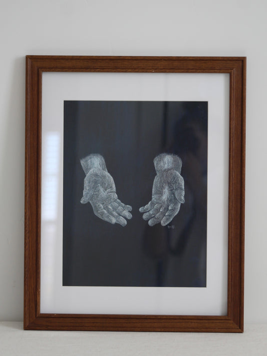 His Hands Pre-framed Print